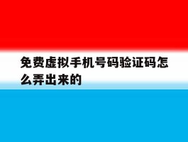 免费虚拟手机号码验证码怎么弄出来的