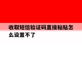 收取短信验证码直接粘贴怎么设置不了