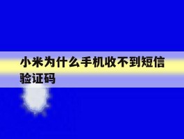小米为什么手机收不到短信验证码