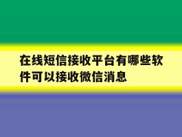 在线短信接收平台有哪些软件可以接收微信消息