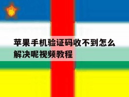 苹果手机验证码收不到怎么解决呢视频教程