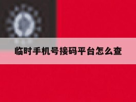 临时手机号接码平台怎么查