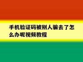 手机验证码被别人骗去了怎么办呢视频教程