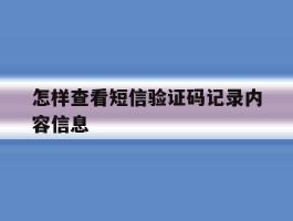 怎样查看短信验证码记录内容信息