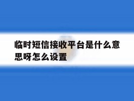 临时短信接收平台是什么意思呀怎么设置