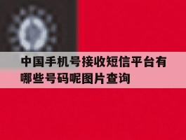 中国手机号接收短信平台有哪些号码呢图片查询的简单介绍