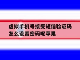虚拟手机号接受短信验证码怎么设置密码呢苹果的简单介绍