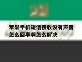 包含苹果手机短信接收没有声音怎么回事啊怎么解决的词条