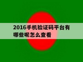 2016手机验证码平台有哪些呢怎么查看