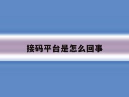 接码平台是怎么回事