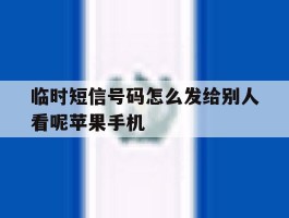 临时短信号码怎么发给别人看呢苹果手机
