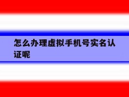 怎么办理虚拟手机号实名认证呢