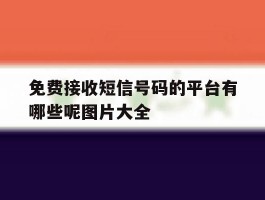 免费接收短信号码的平台有哪些呢图片大全