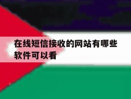 在线短信接收的网站有哪些软件可以看