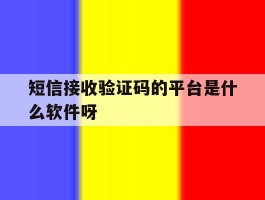 短信接收验证码的平台是什么软件呀