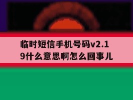 临时短信手机号码v2.19什么意思啊怎么回事儿
