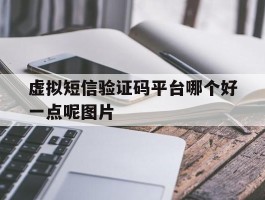 虚拟短信验证码平台哪个好一点呢图片