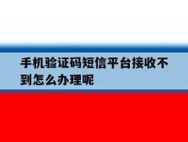 手机验证码短信平台接收不到怎么办理呢