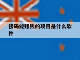 接码能赚钱的项目是什么软件