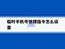 临时手机号快捷指令怎么设置