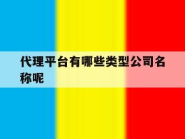 代理平台有哪些类型公司名称呢