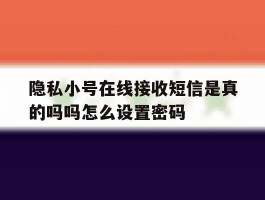隐私小号在线接收短信是真的吗吗怎么设置密码的简单介绍