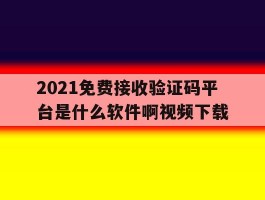 2021免费接收验证码平台是什么软件啊视频下载