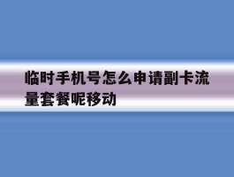 包含临时手机号怎么申请副卡流量套餐呢移动的词条
