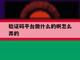 验证码平台做什么的啊怎么弄的