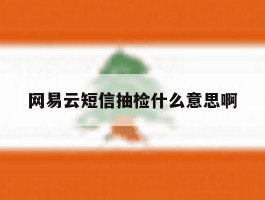 网易云短信抽检什么意思啊的简单介绍