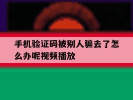 手机验证码被别人骗去了怎么办呢视频播放