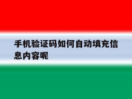 手机验证码如何自动填充信息内容呢