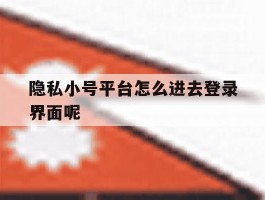 隐私小号平台怎么进去登录界面呢