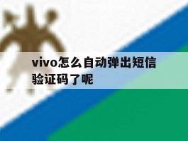 vivo怎么自动弹出短信验证码了呢