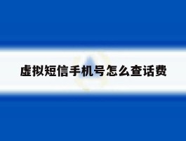 虚拟短信手机号怎么查话费