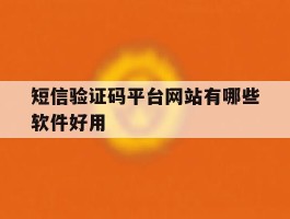 短信验证码平台网站有哪些软件好用