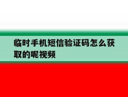 临时手机短信验证码怎么获取的呢视频