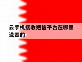 云手机接收短信平台在哪里设置的