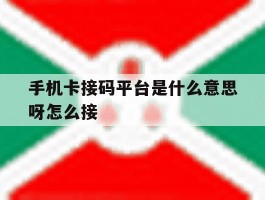 手机卡接码平台是什么意思呀怎么接